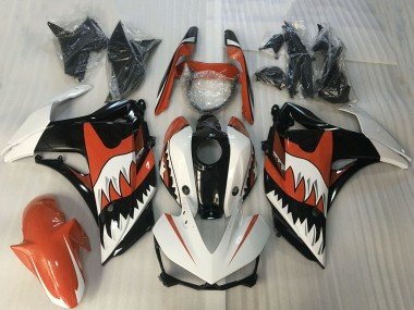 2015-2018 White Orange Glossy Black Shark Yamaha R3 Motorcycle Fairings