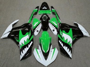 2015-2018 White Green Black Shark Yamaha R3 Motorcycle Fairings