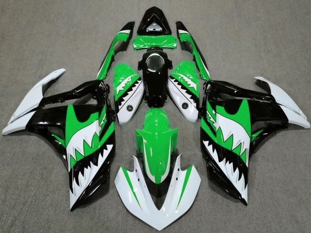 2015-2018 White Green Black Shark Yamaha R3 Motorcycle Fairings