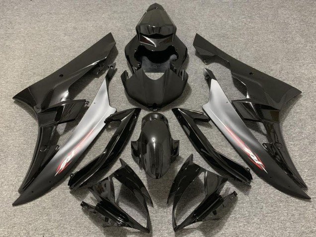 2006-2007 Glossy Black Silver Yamaha R6 Motorcycle Fairings