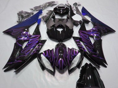 2008-2016 Blue Glossy Black Purple Flame Yamaha R6 Motorcycle Fairings