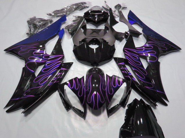 2008-2016 Blue Glossy Black Purple Flame Yamaha R6 Motorcycle Fairings