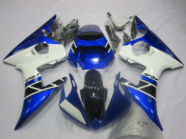 2003-2004 Blue White Glossy Black OEM Style Yamaha R6 Motorcycle Fairings