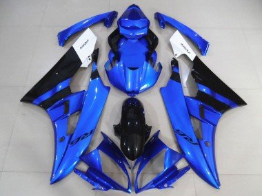 2006-2007 White Blue Glossy Black Yamaha R6 Motorcycle Fairings
