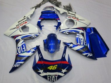 2003-2004 White Blue Fiat Michelin Motul 46 Yamaha R6 Motorcycle Fairings