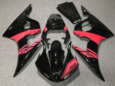2003-2004 Glossy Black Pink Yamaha R6 Motorcycle Fairings