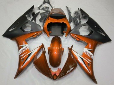 2003-2004 Orange White Matte Black Yamaha R6 Motorcycle Fairings