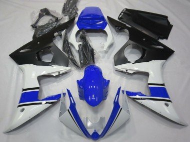 2003-2004 White Blue Matte Black Yamaha R6 Motorcycle Fairings