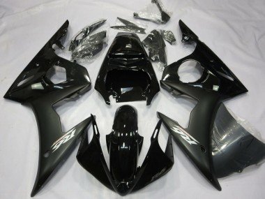 2003-2004 Glossy Black Matte Black White Decals Yamaha R6 Motorcycle Fairings