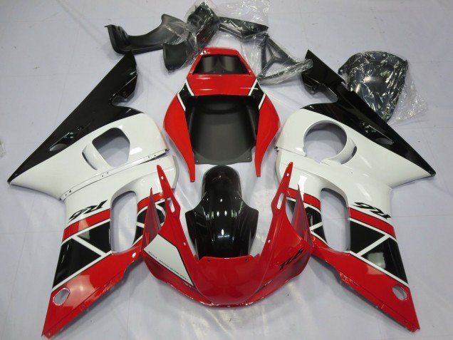 1998-2002 Red White Glossy Black OEM Style Yamaha R6 Motorcycle Fairings