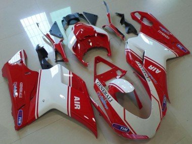 2007-2014 Red White Air Generali Tim Ducati 848 1098 1198 Motorcycle Fairings