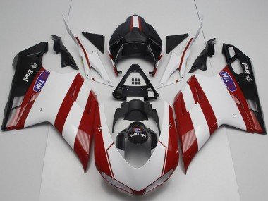 2007-2014 White Red Glossy Black Ducati 848 1098 1198 Motorcycle Fairing
