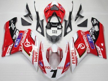 2007-2014 White Red Blue Glossy Black Ficc Fiamm 7 Ducati 848 1098 1198 Motorcycle Fairings