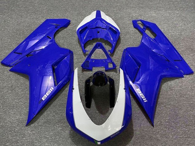 2007-2014 Glossy Blue White Ducati 1198 Motorcycle Fairings