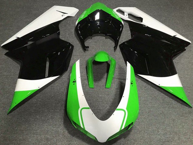 2007-2014 White Green Glossy Black Ducati 848 1098 1198 Motorcycle Fairings