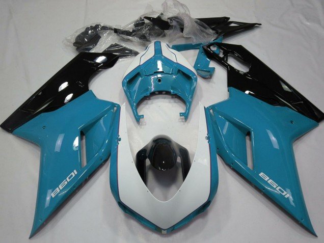 2007-2014 Blue White Glossy Black Ducati 1098 Motorcycle Fairings