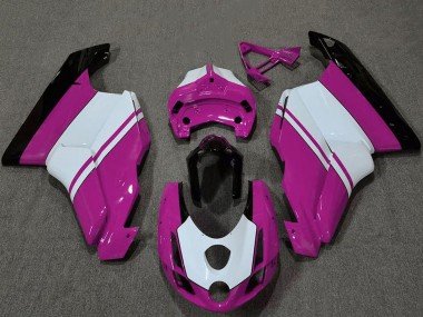 2003-2004 White Pink Glossy Black Ducati 749 999 Motorcycle Fairings