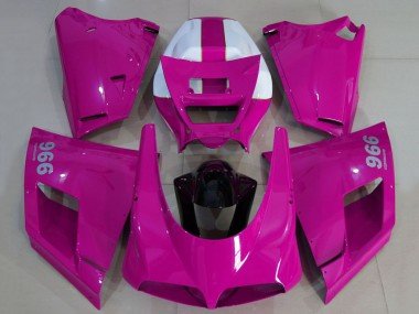 1993-2005 Glossy Pink White Black Ducati 996 Motorcycle Fairings