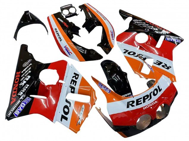 1987-1989 Orange White Red Glossy Black Repsol HRC Honda CBR400RR NC23 Motorcycle Fairings