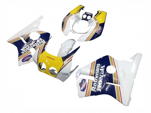 1987-1989 White Yellow Blue Rothmans Honda CBR400RR NC23 Motorcycle Fairings