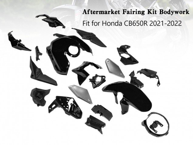 2019-2022 Glossy Black Honda CB650R Motorcycle Fairings