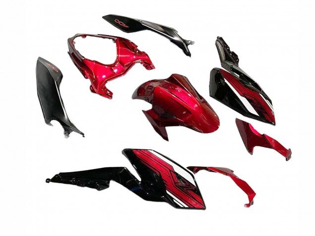 2018-2024 Candy Red Glossy Black Kawasaki Z400 Motorcycle Fairings
