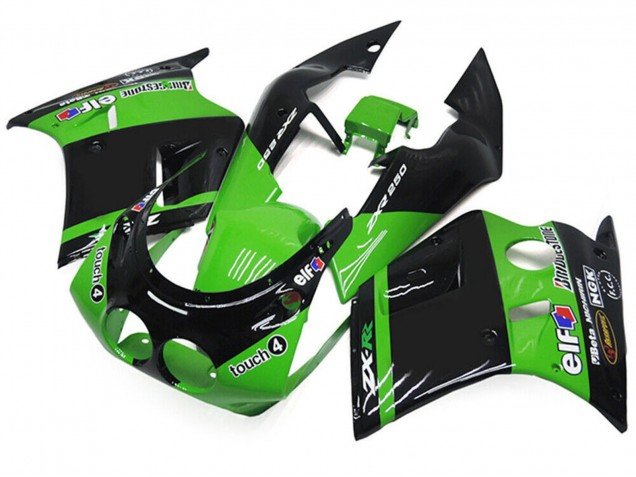 1989-1990 Green Glossy Black Elf Touch4 Bridgestone Kawasaki ZXR250 Motorcycle Fairings