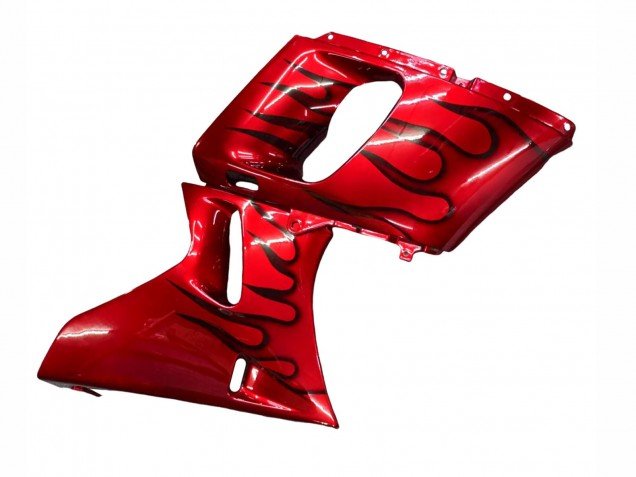 1998-2003 Red with Black Flame Kawasaki ZZR600 Motorcycle Fairings