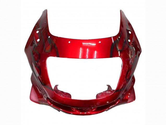 1998-2003 Red with Black Flame Kawasaki ZZR600 Motorcycle Fairings