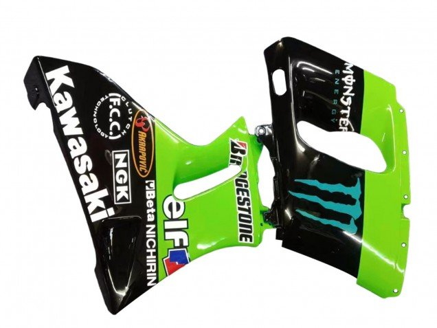 1993-2007 Green Glossy Black Blue Monster Elf Touch4 Bridgestone Kawasaki ZZR400 Motorcycle Fairings