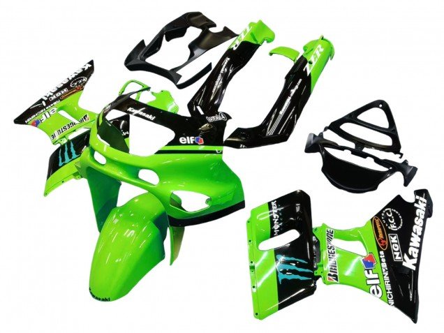1998-2003 Green Glossy Black Blue Monster Elf Touch4 Bridgestone Kawasaki ZZR600 Motorcycle Fairings