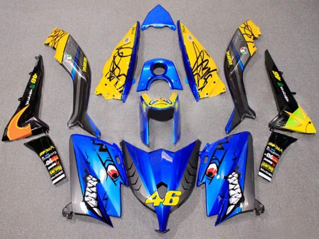 2012-2014 Blue Yellow Black Shark 46 Yamaha TMAX530 Motorcycle Fairings