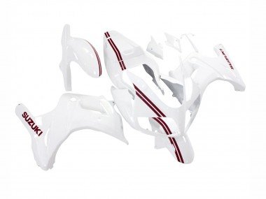 2003-2013 White with Dark Red Lines Suzuki SV650 Motorcycle Fairings