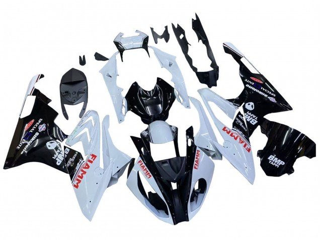 2015-2016 White Glossy Black Fiamm BMW S1000RR Motorcycle Fairings