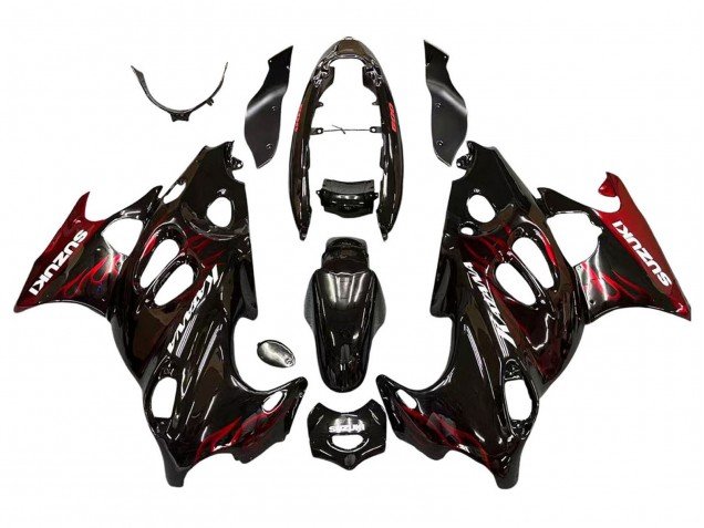 2004-2006 Glossy Black Red Flame Suzuki GSX600F/GSX750F Motorcycle Fairings