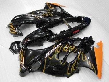 2004-2006 Glossy Black Orange Flame Katana Suzuki GSX600F/GSX750F Motorcycle Fairings