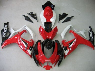 2006-2007 White Red Glossy Black Suzuki GSXR 600 / GSXR 750 Motorcycle Fairing