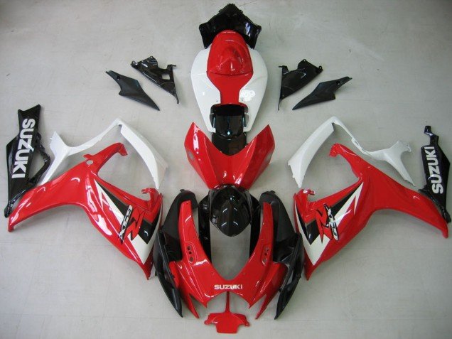 2006-2007 White Red Glossy Black Suzuki GSXR 600 / GSXR 750 Motorcycle Fairing