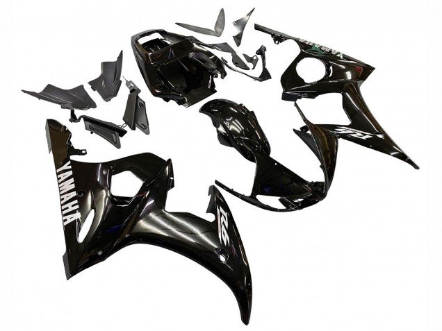 2003-2004 Glossy Black White Decals Yamaha YZF R6 Motorcycle Fairings