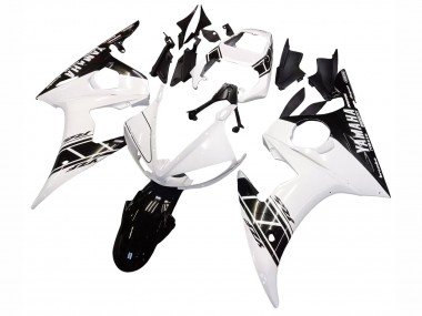 2006-2009 White Glossy Black Yamaha YZF R6S Motorcycle Fairings