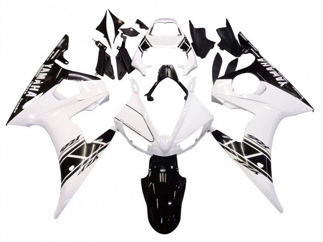 2006-2009 White Glossy Black Yamaha YZF R6S Motorcycle Fairings