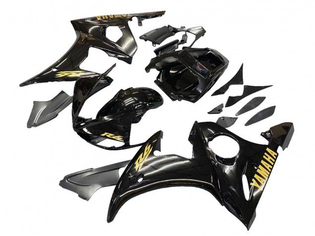 2006-2009 Glossy Black Gold Decals Yamaha YZF R6S Motorcycle Fairings