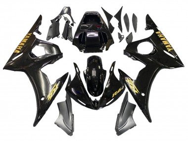 2006-2009 Glossy Black Gold Decals Yamaha YZF R6S Motorcycle Fairings