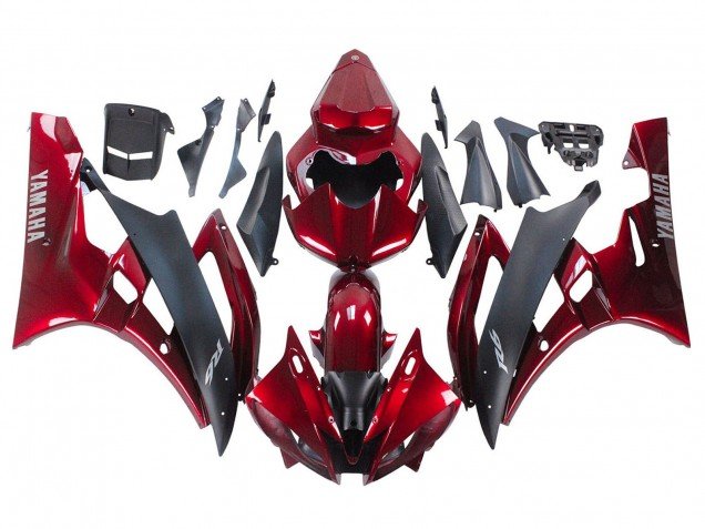 2006-2007 Red Matte Black Yamaha YZF 600 R6 Motorcycle Fairing