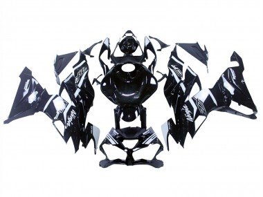 2019-2022 Glossy Black White Kawasaki ZX6R Motorcycle Fairings