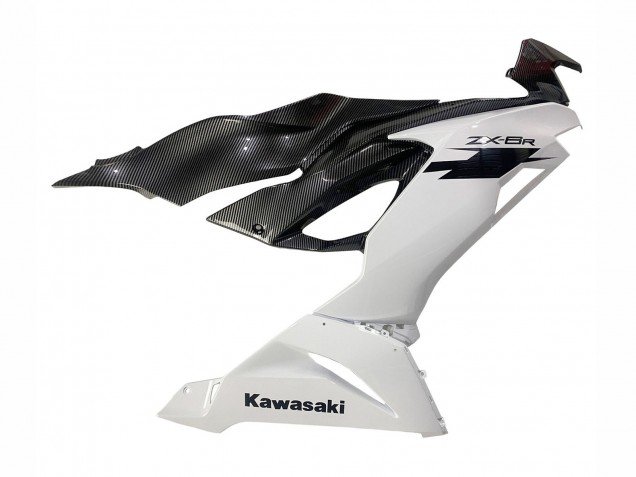 2019-2022 White Black Carbon Fiber Kawasaki ZX6R Motorcycle Fairings