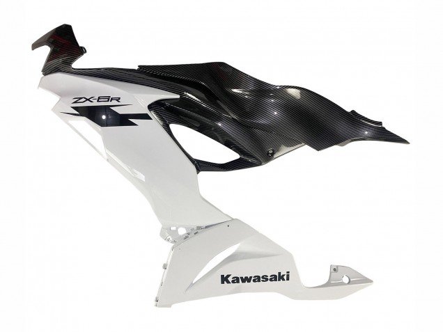 2019-2022 White Black Carbon Fiber Kawasaki ZX6R Motorcycle Fairings