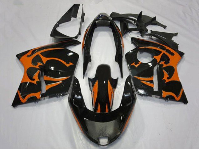 1996-2007 Glossy Black Orange Flame Honda CBR1100XX Blackbird Motorcycle Fairings