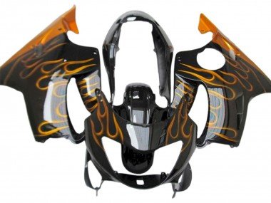 1999-2000 Glossy Black Gold Flame Honda CBR600 F4 Motorcycle Fairings