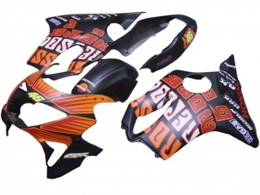 1999-2000 Matte Black Orange Rossi Repsol 46 Honda CBR600 F4 Motorcycle Fairings